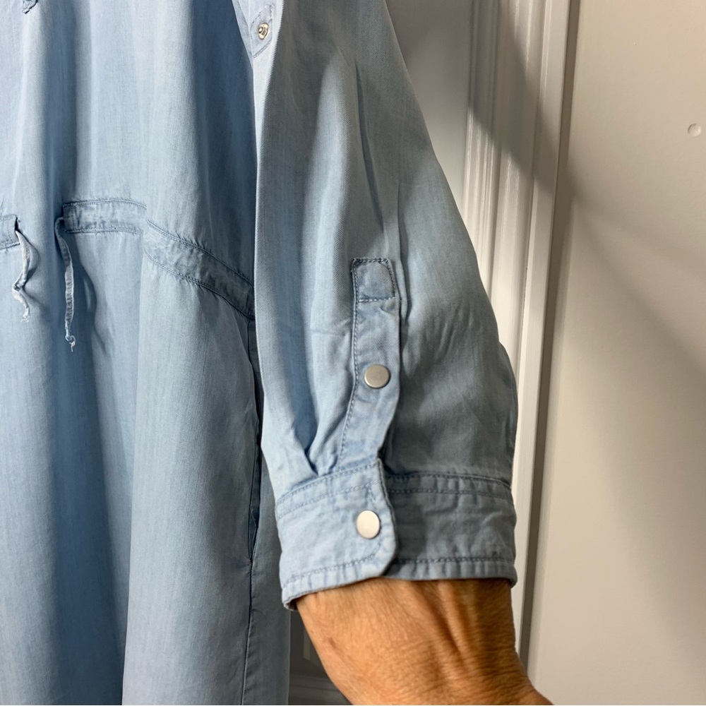 Reitmans Light Blue Denim Look  Long Sleeve shirt Dress Women’s Size XXL - Picture 3 of 15